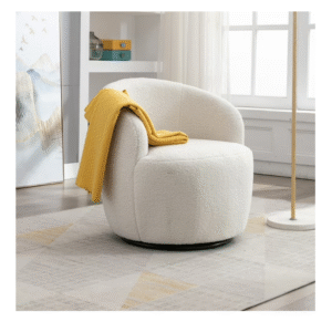 Swivel Barrel Chair, Modern Teddy Fabric Upholstered Accent Club